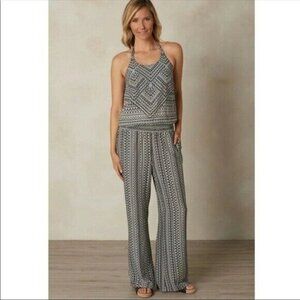 PrAna Bijou Black and White Halter Jumpsuit XS